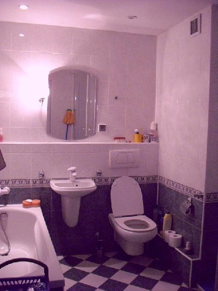 Łazienka, po prawej str zdjęcia znajduje sie kabina prysznicowa